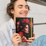черен-Тефтер-с-твърди-корици-ластик-и-скрита-спирала-Дева-и-цветя-100-листа-Virgo-black-hardcover-notebook-elastic-and-hidden-spiral-100-sheets.
